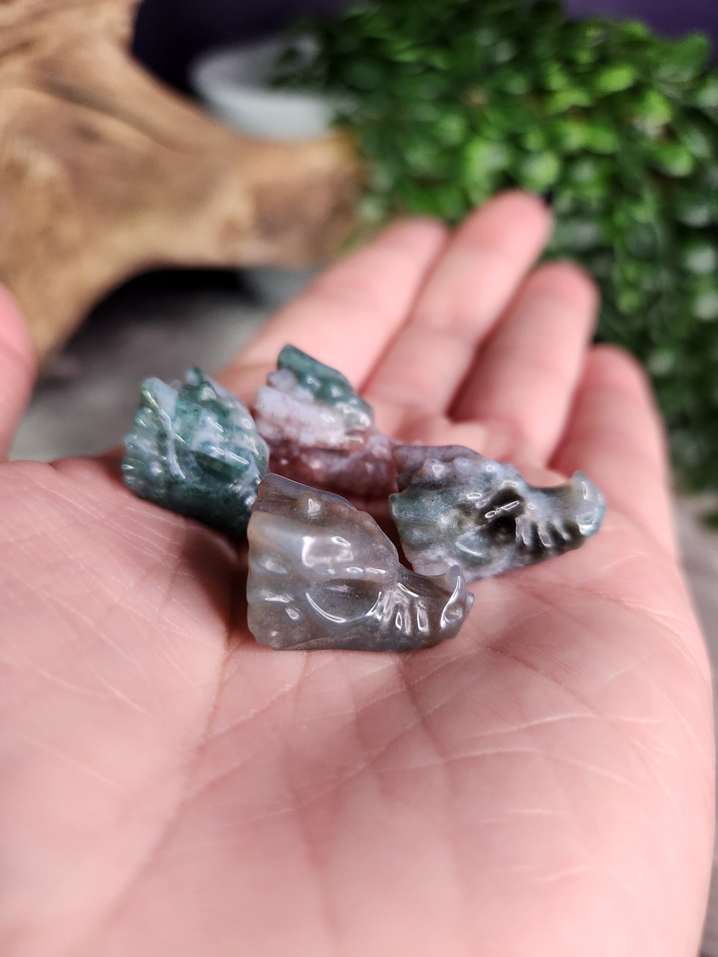 Moss Agate | Mini Dragon Heads