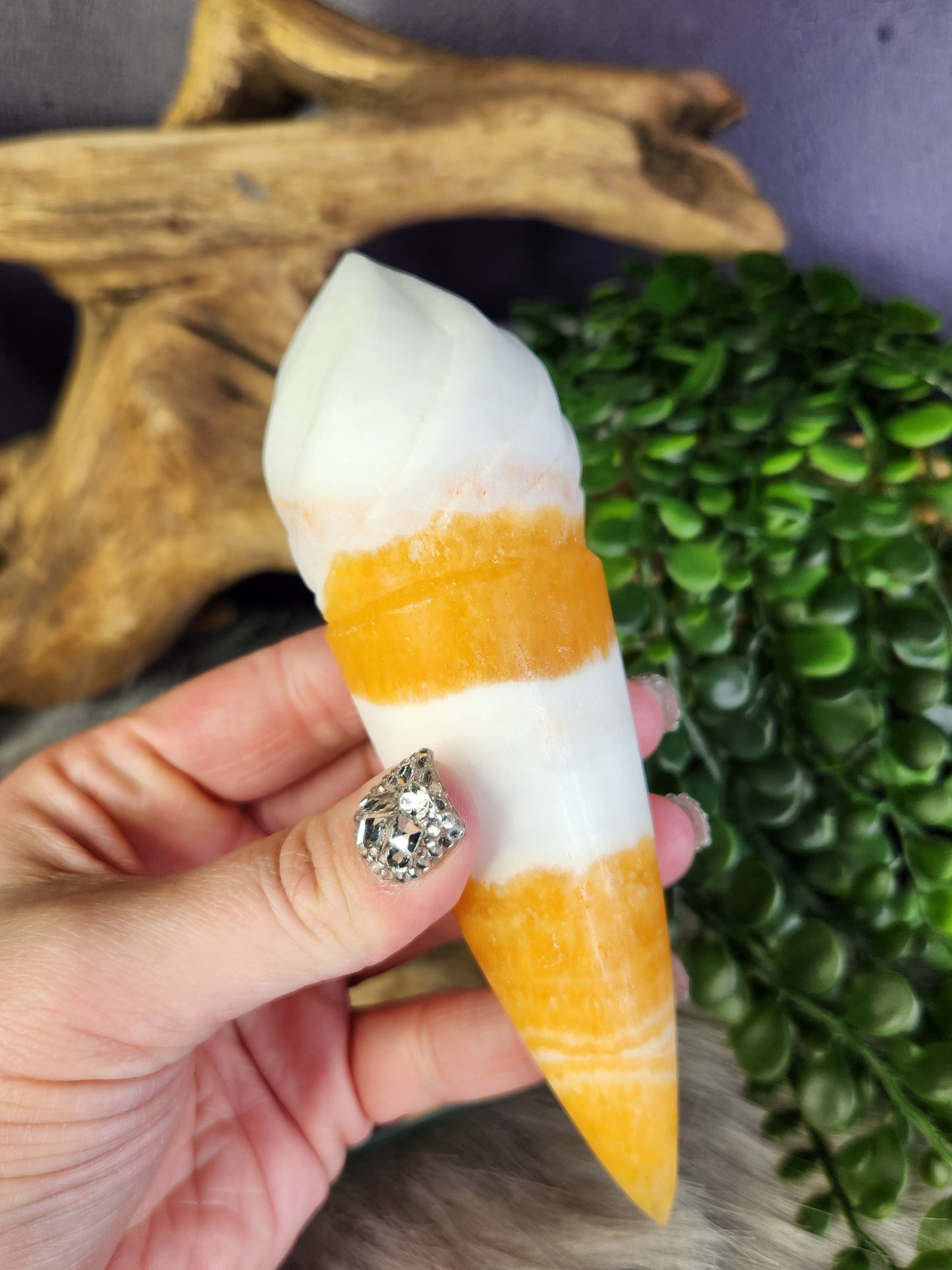 Orange & White Calcite | IceCream Stones