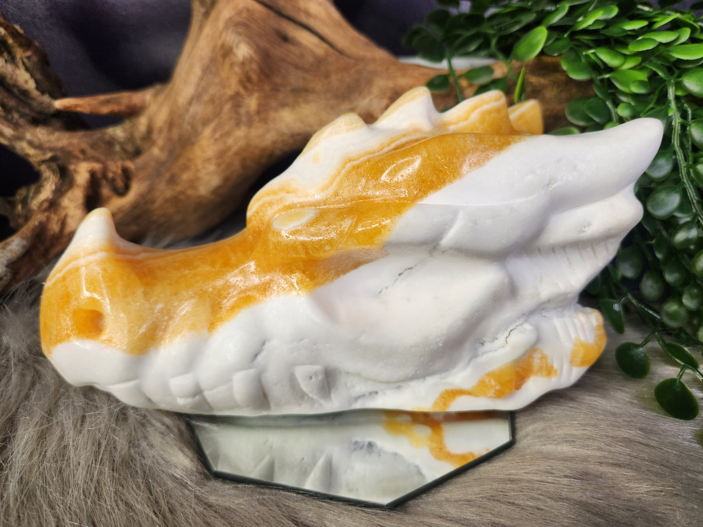 Orange Calcite | Large Dragon Skull