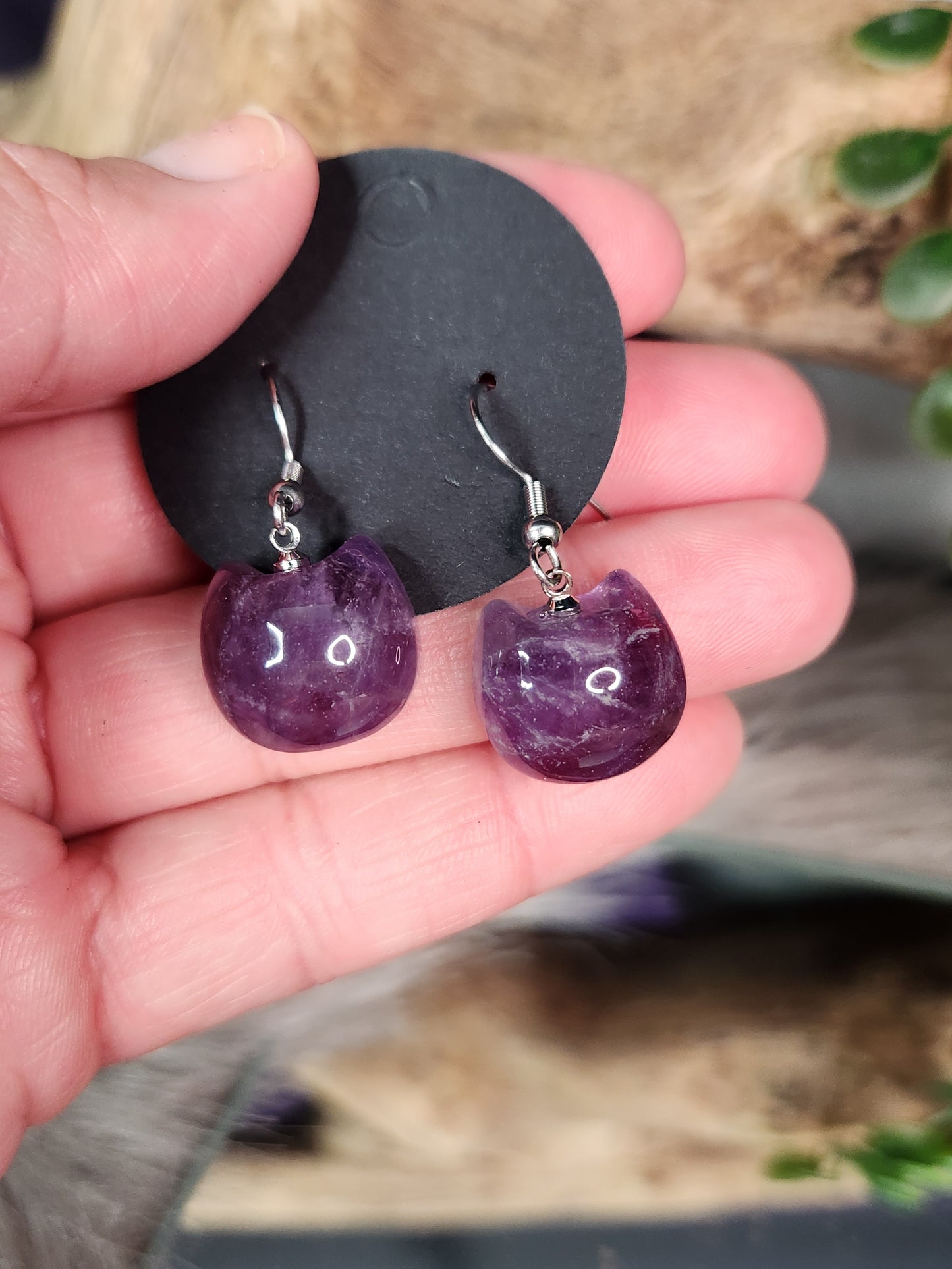 Amethyst Kitty Earrings