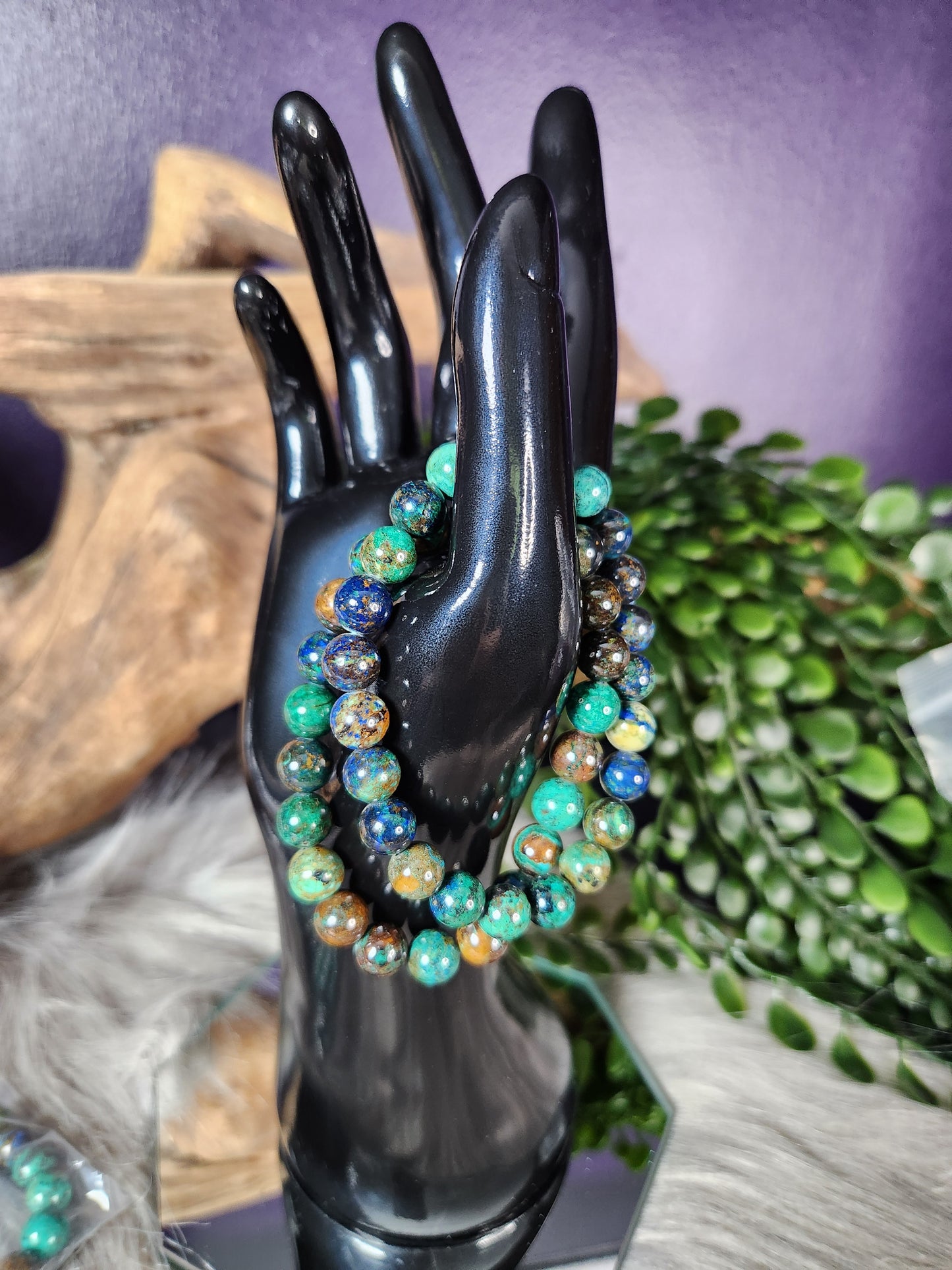 Azurite & Malacholla Beaded Bracelet