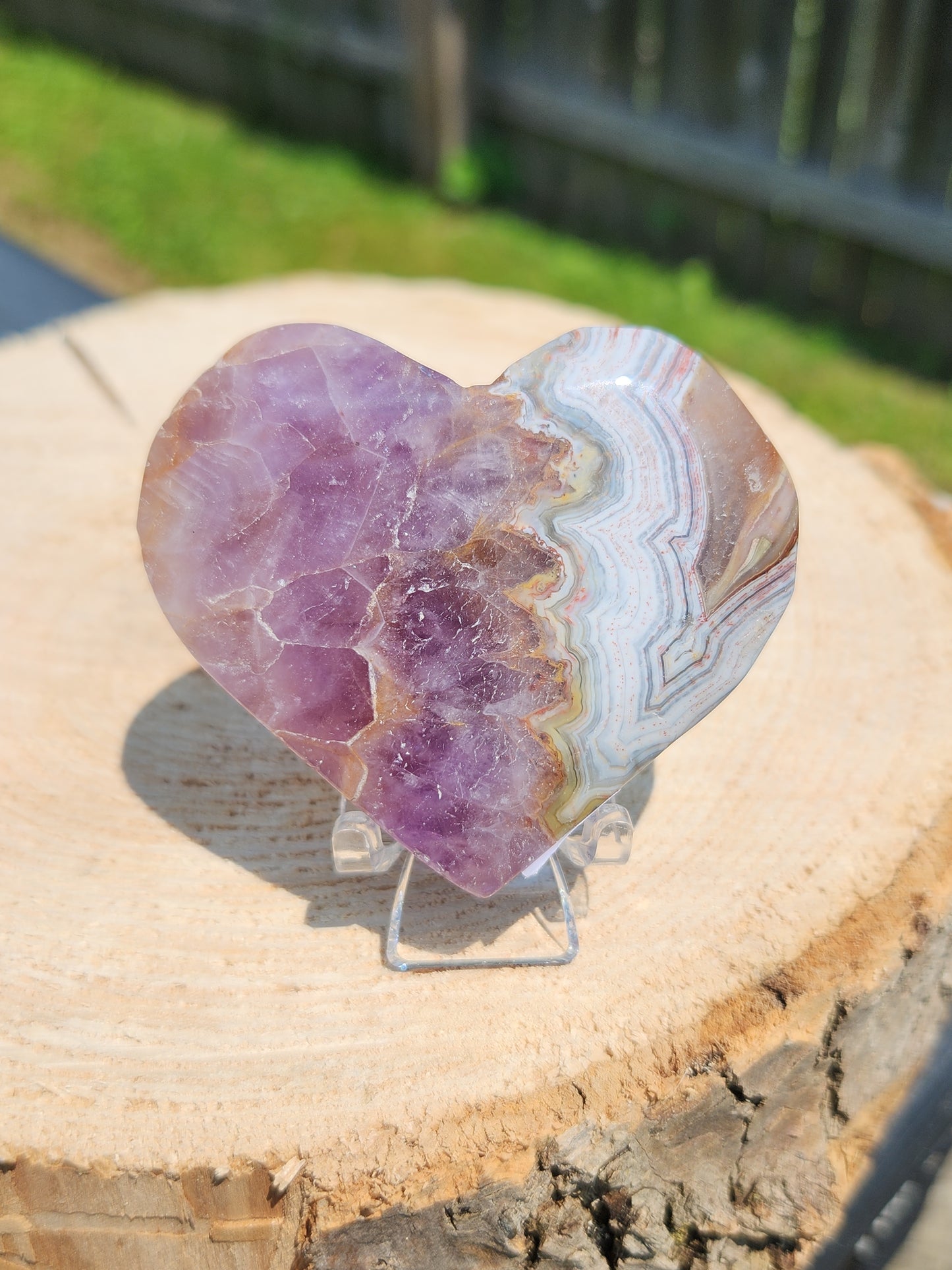 Crazy Lace Agate w/Amethyst & Quartz | Hearts