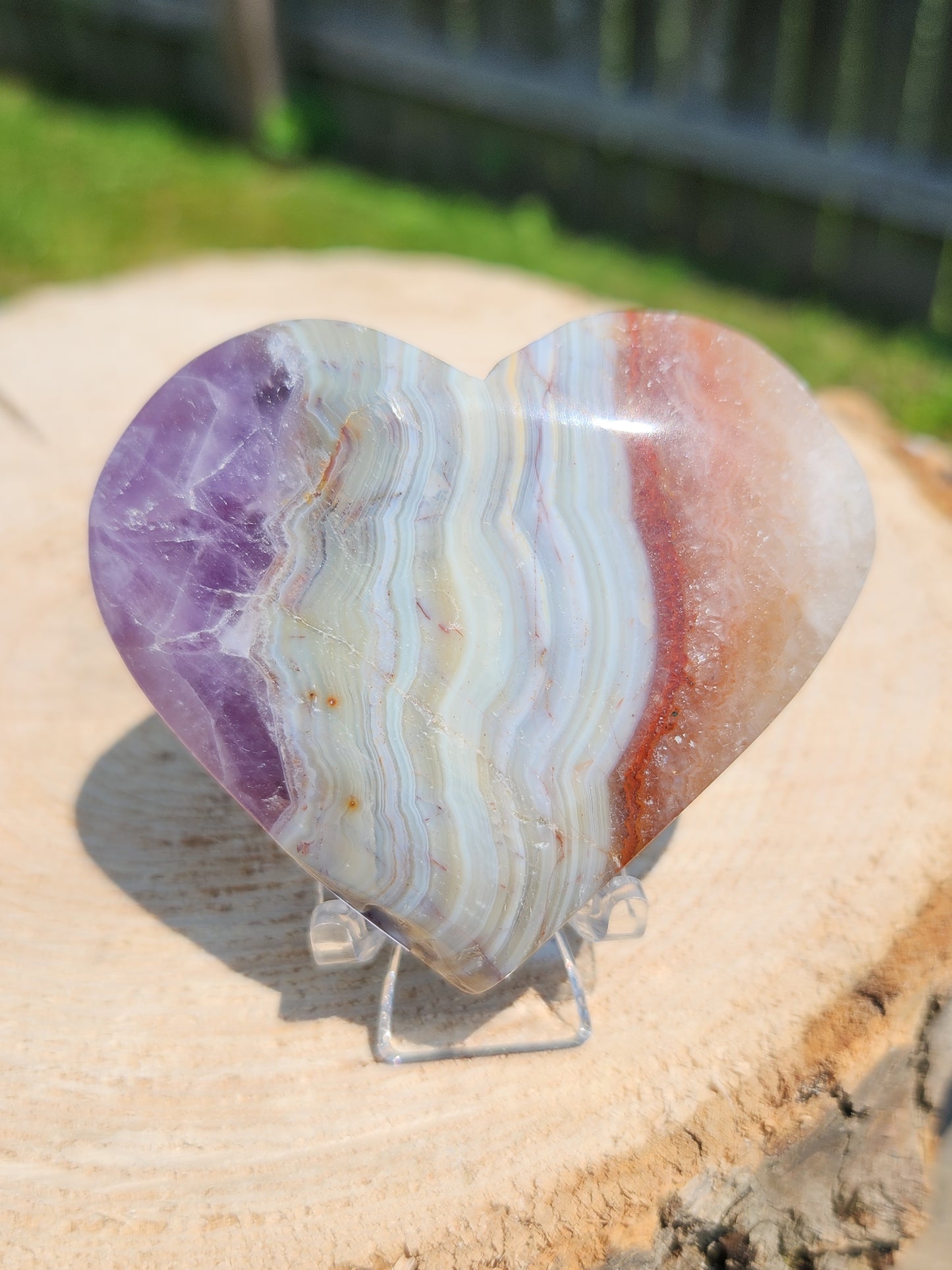 Crazy Lace Agate w/Amethyst & Quartz | Hearts