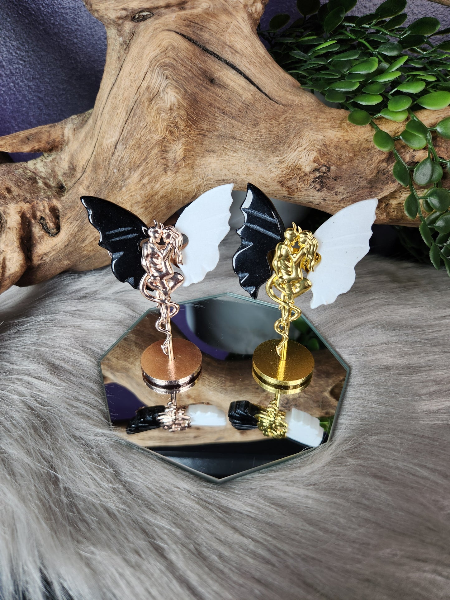 White Jade & Obsidian | Angel & Devil Wings