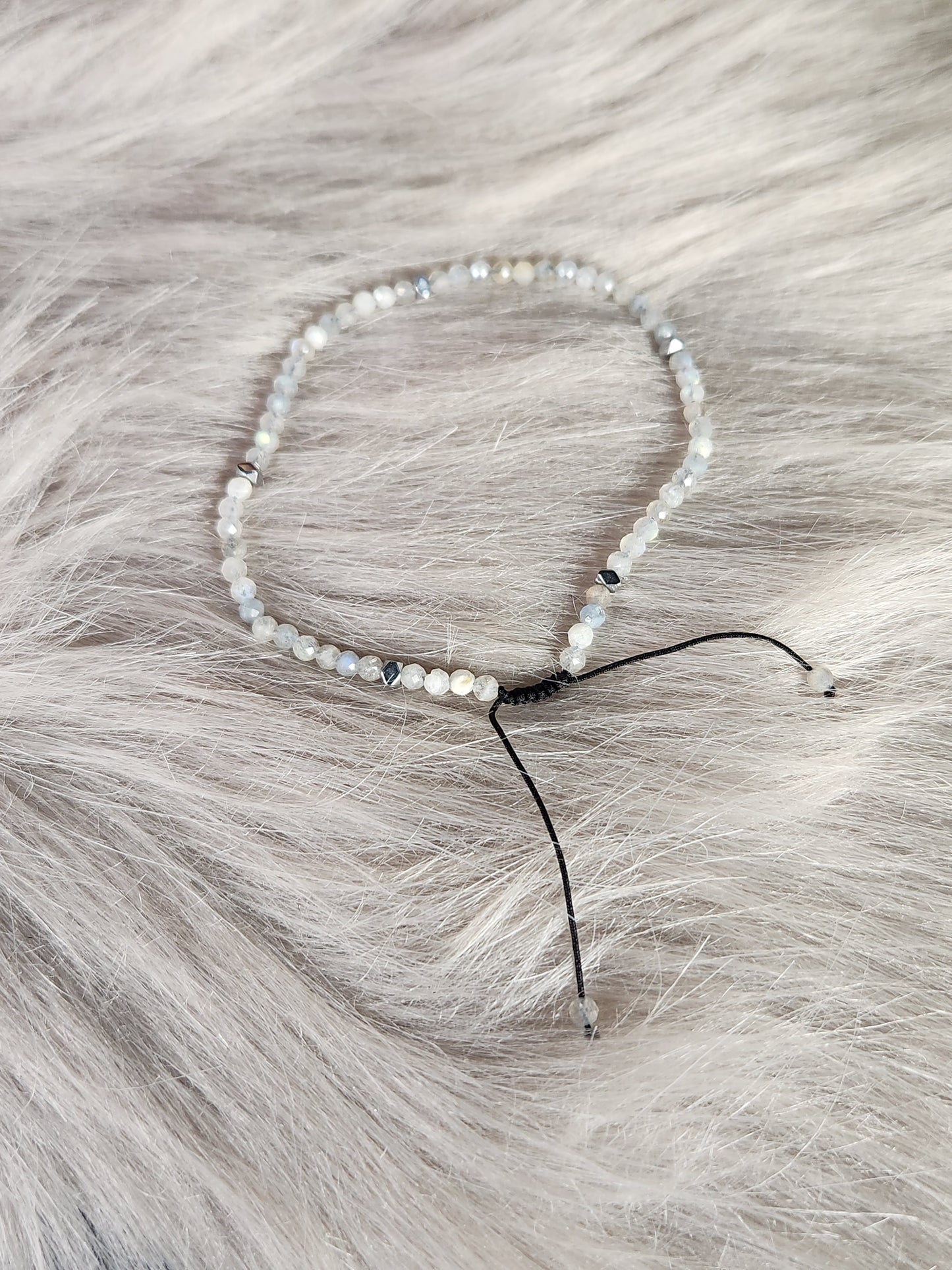 White Moonstone | Faceted Adjustable Bracelet