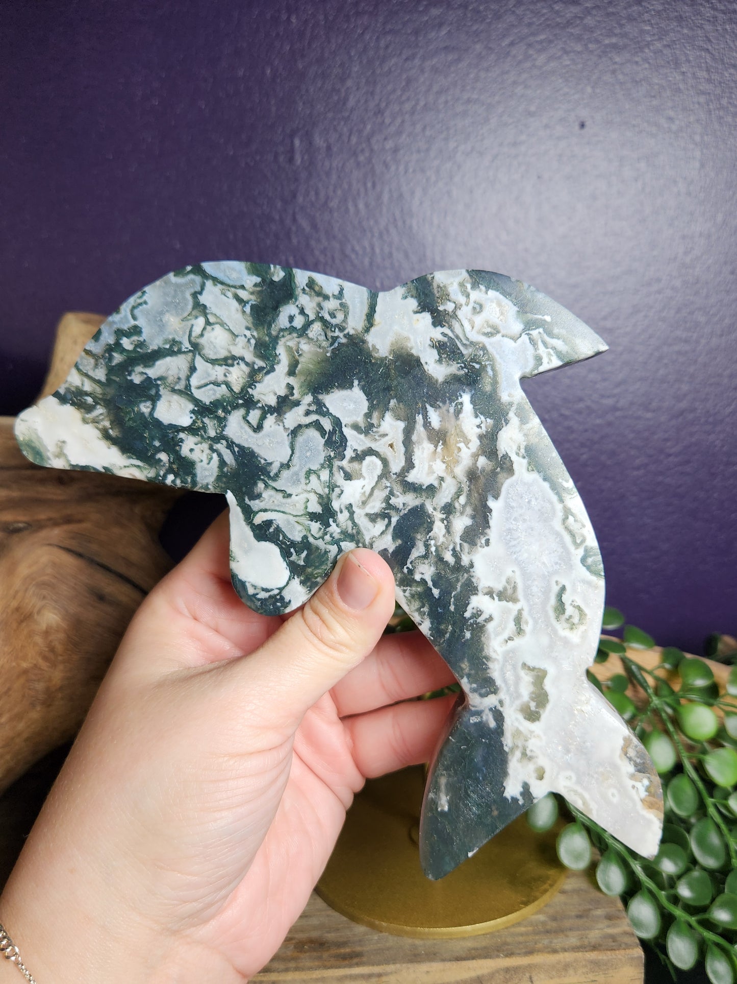 Moss Agate | XL Dolphin