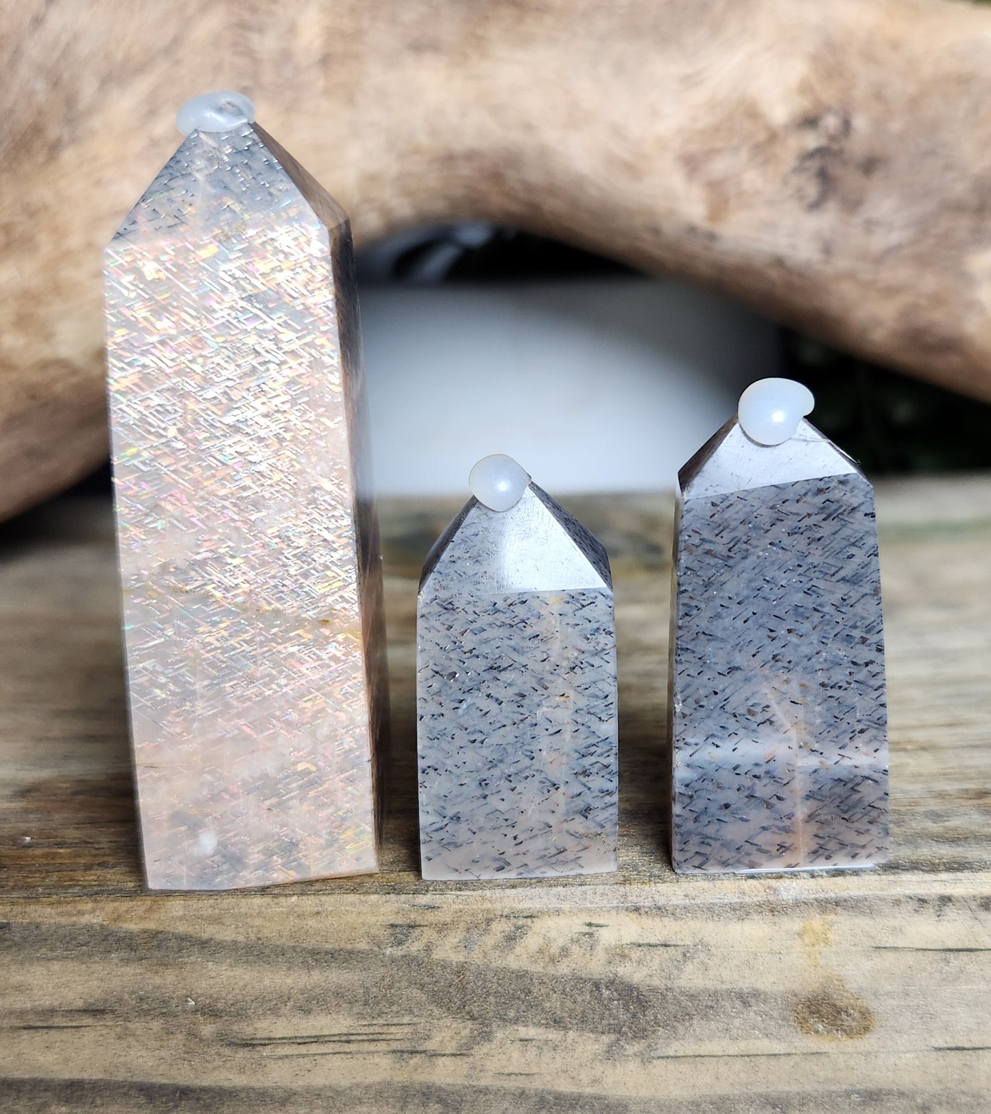 Lattice Sunstone in Moonstone | Mini Towers