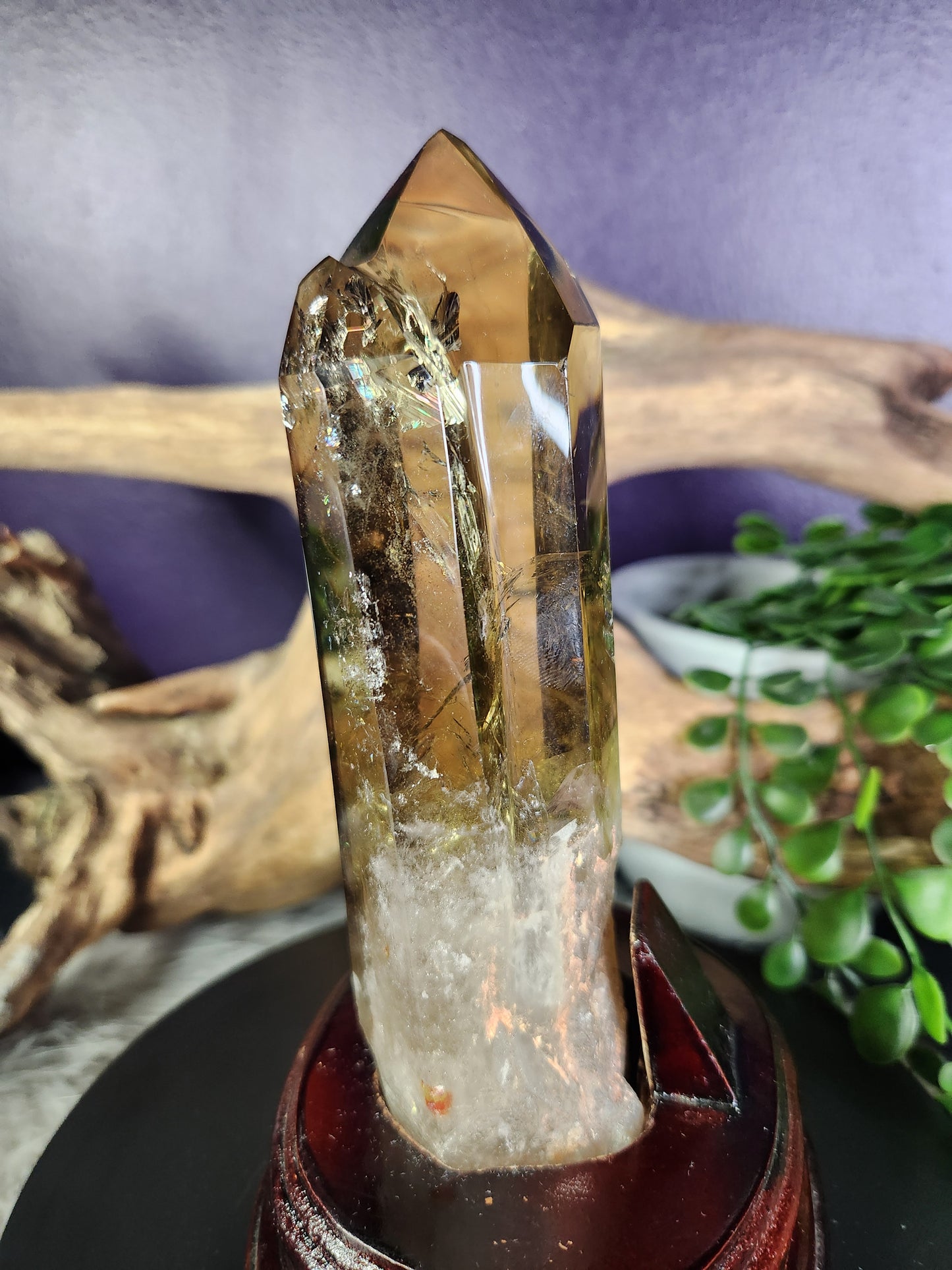 Natural Smokey Citrine Tower w/Blue Needles & Phantoms and   Soulmate Formation