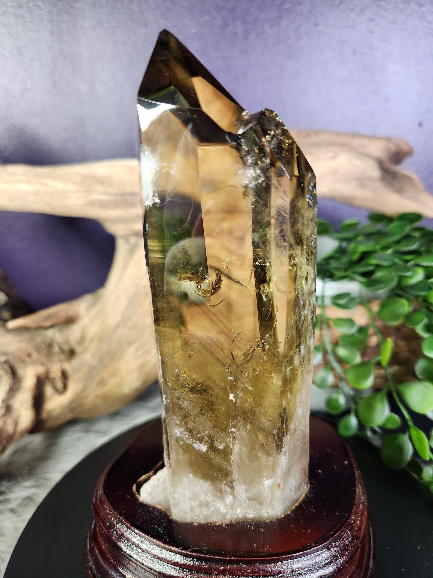 Natural Smokey Citrine Tower w/Blue Needles & Phantoms and   Soulmate Formation