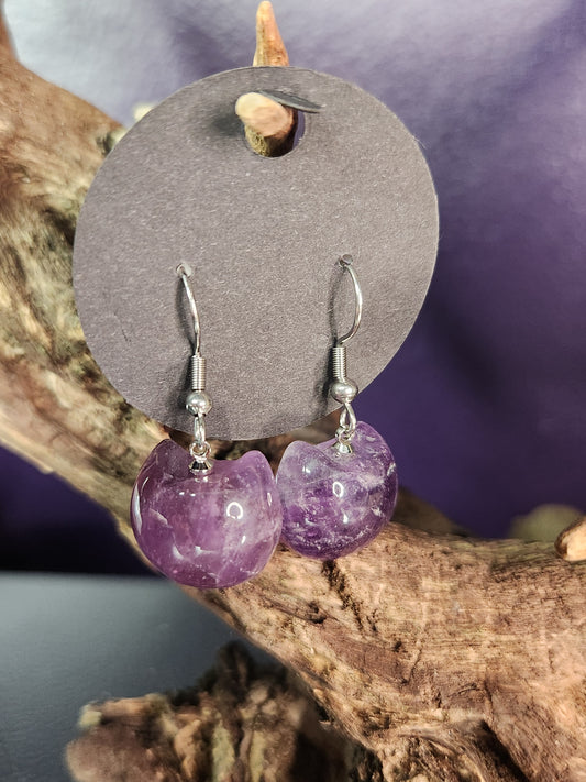 Amethyst Kitty Earrings