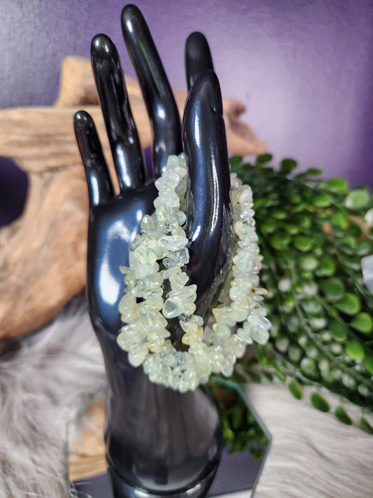 Prehnite w/Epidote Chip Bracelet