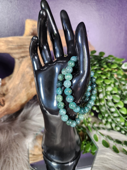 Moss Agate Beaded Bracelet