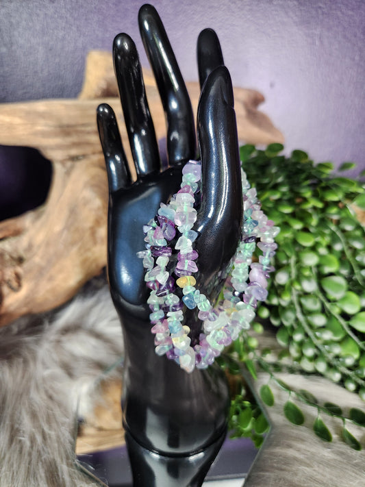 Rainbow Fluorite Chip Bracelets