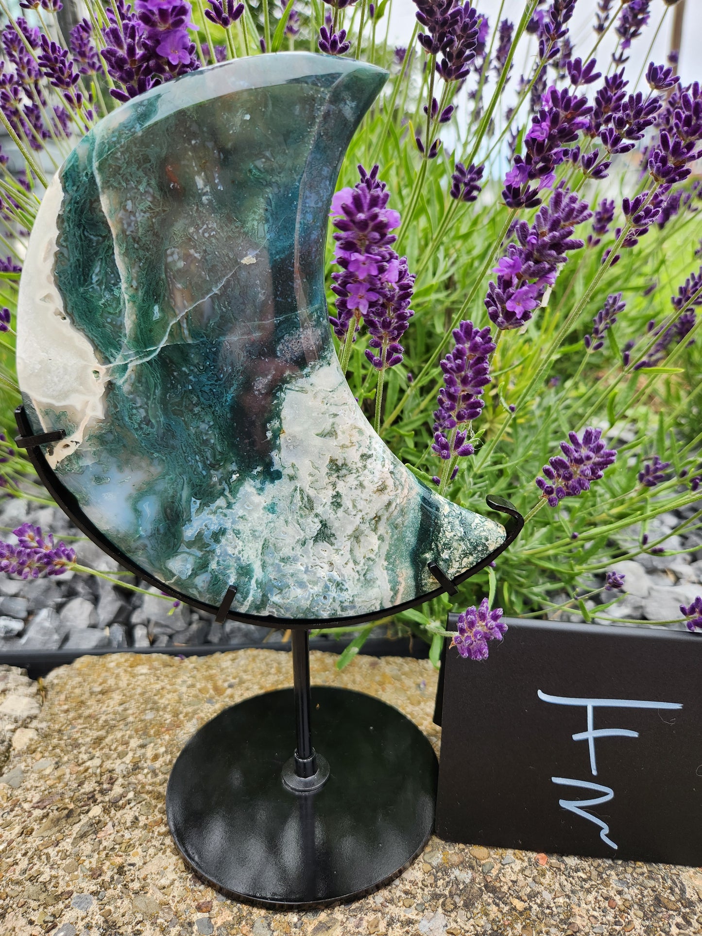 Moss Agate | Moons w/Stand