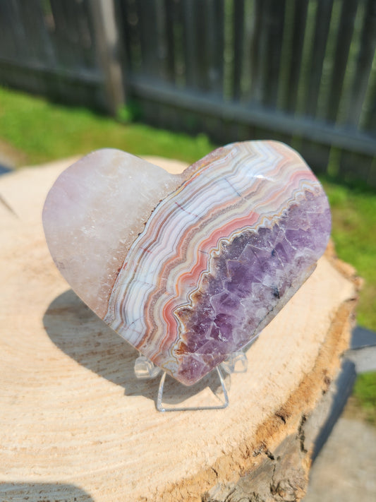 Crazy Lace Agate w/Amethyst & Quartz | Hearts
