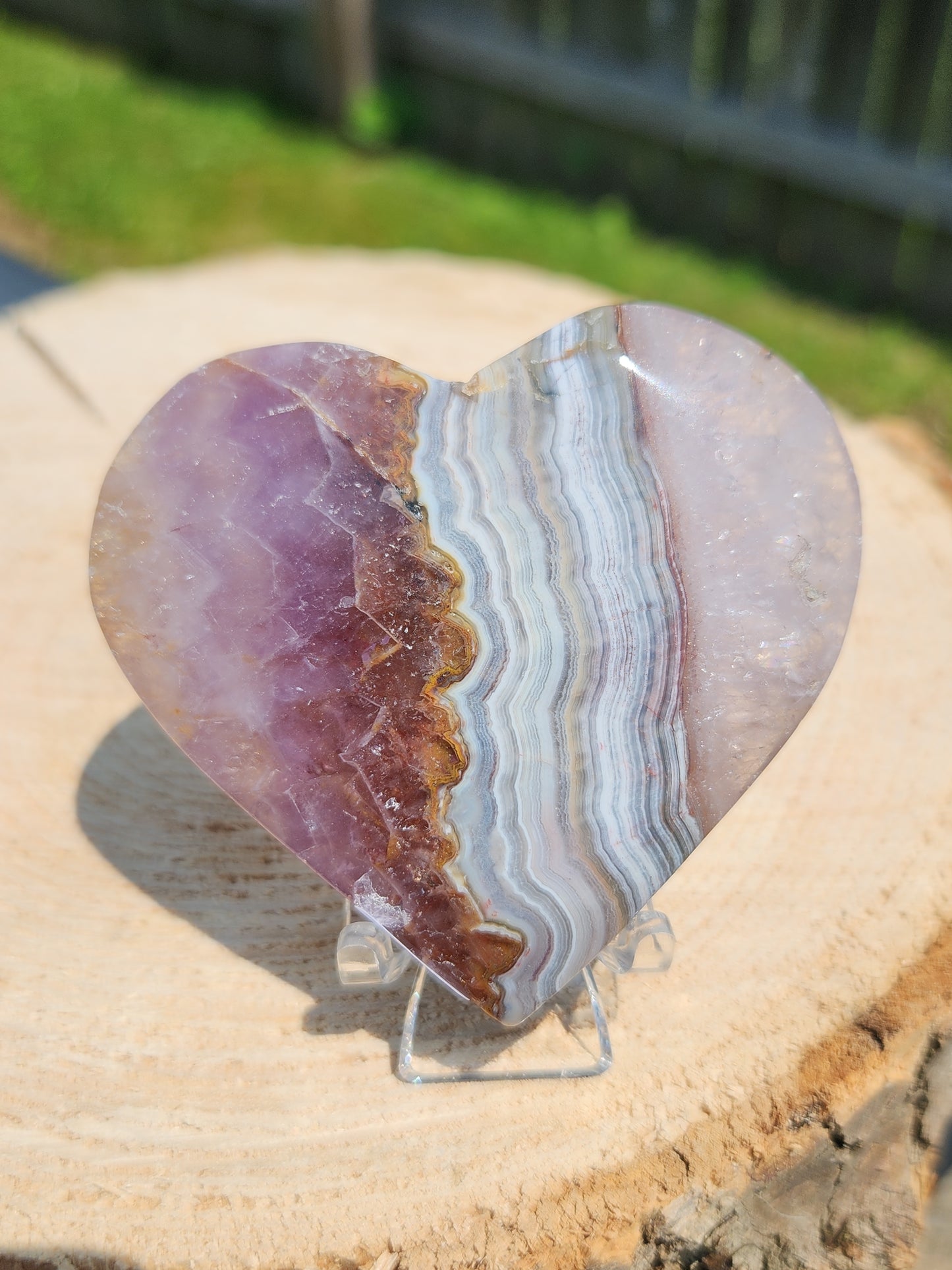 Crazy Lace Agate w/Amethyst & Quartz | Hearts