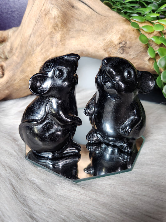 Obsidian | Large Mousey Carvings