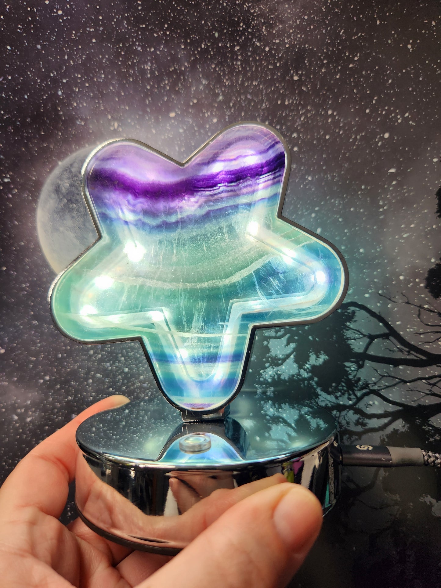 Fluorite | Moon & Star USB LED Lamp