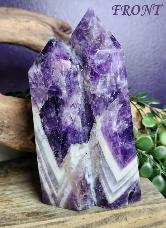 Chevron " Dream" Amethyst | Large Double Tower